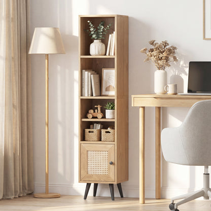 6-Tier Tall Narrow Bookcase, 54 Inches, Natural Bookcases at Gallery Canada