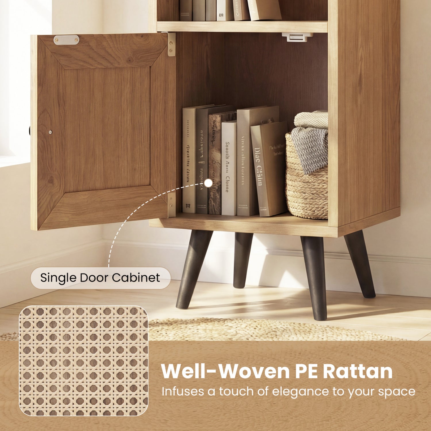 6-Tier Tall Narrow Bookcase, 54 Inches, Natural Bookcases at Gallery Canada