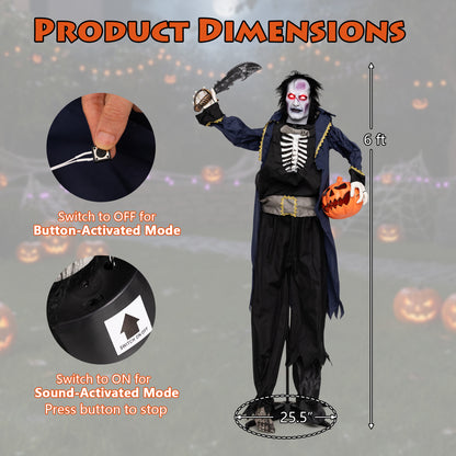 6 ft Animated Halloween Vampire Pirate Decoration