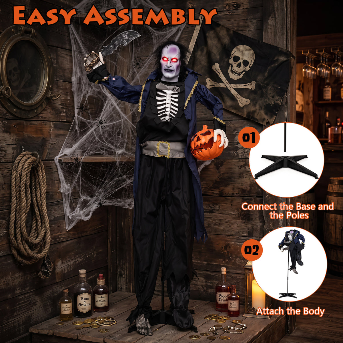 6 ft Animated Halloween Vampire Pirate Decoration
