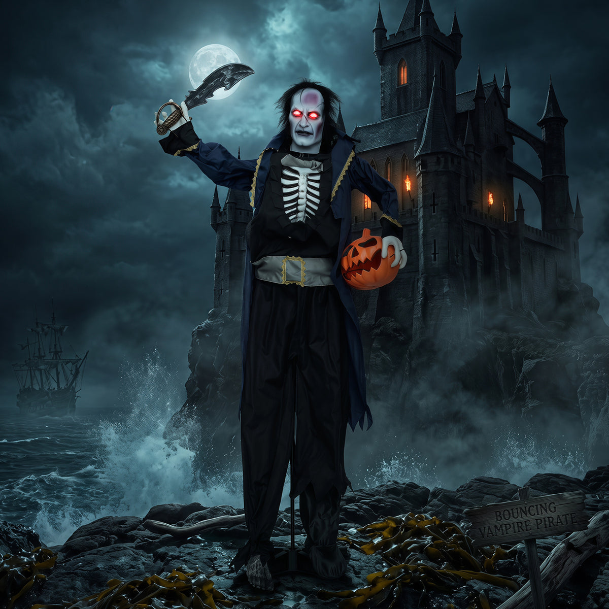 6 ft Animated Halloween Vampire Pirate Decoration