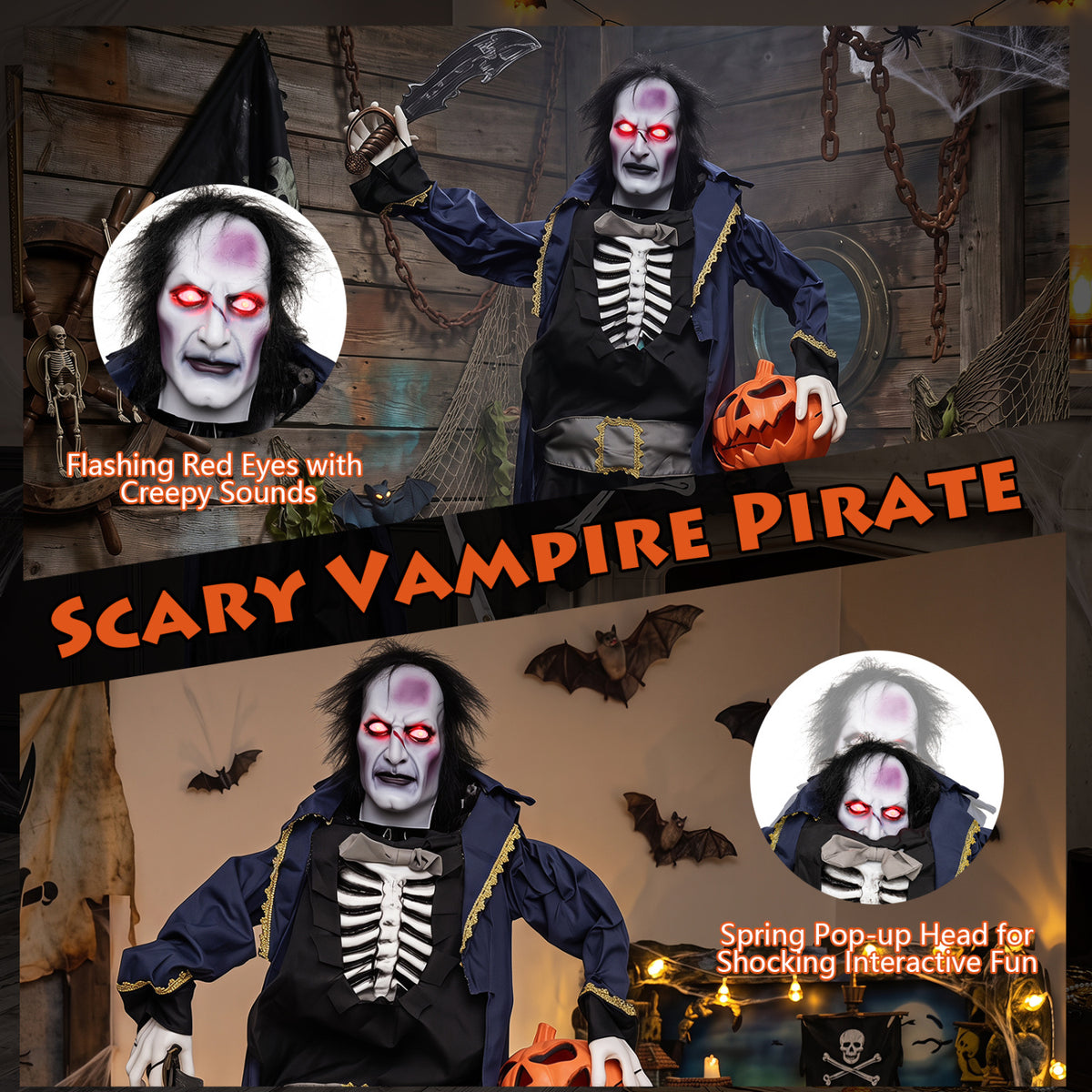 6 ft Animated Halloween Vampire Pirate Decoration
