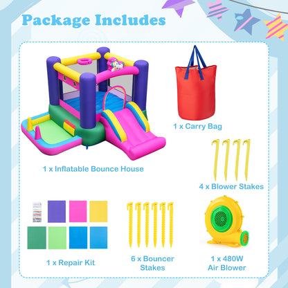 6-In-1 Inflatable Bounce House With Slide, Ball Pit, 480W Blower, Multicolor Bounce House at Gallery Canada
