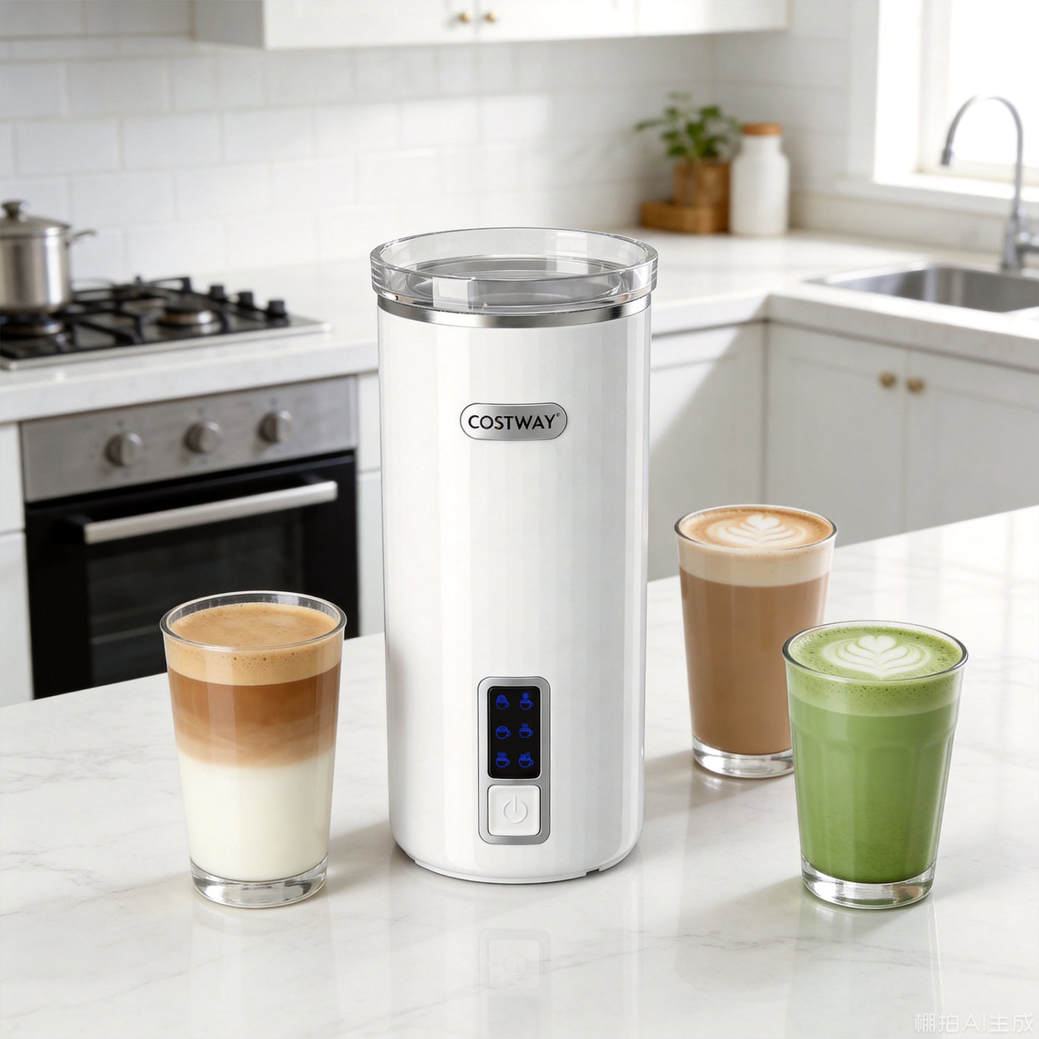 6-in-1 Electric Milk Steamer with Stainless Steel Interior, White Small Appliances at Gallery Canada