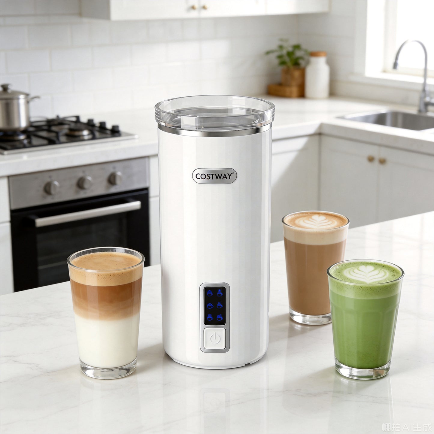 6-in-1 Electric Milk Steamer with Stainless Steel Interior, White Small Appliances at Gallery Canada