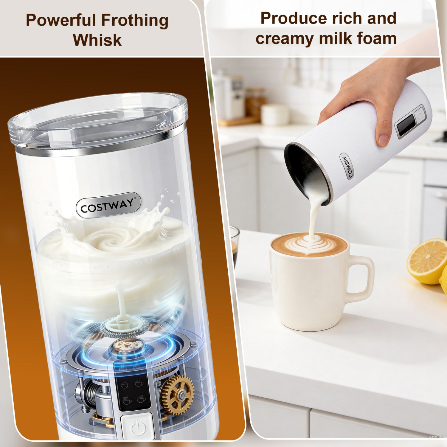 6-in-1 Electric Milk Steamer with Stainless Steel Interior, White Small Appliances at Gallery Canada