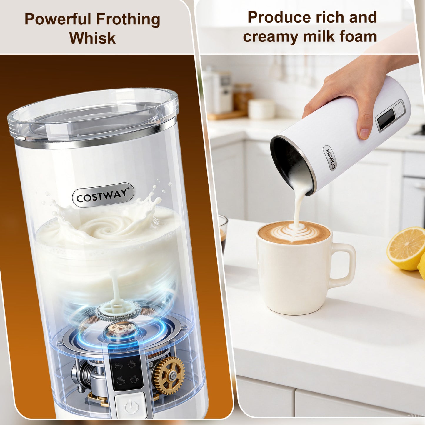 6-in-1 Electric Milk Steamer with Stainless Steel Interior, White Small Appliances at Gallery Canada