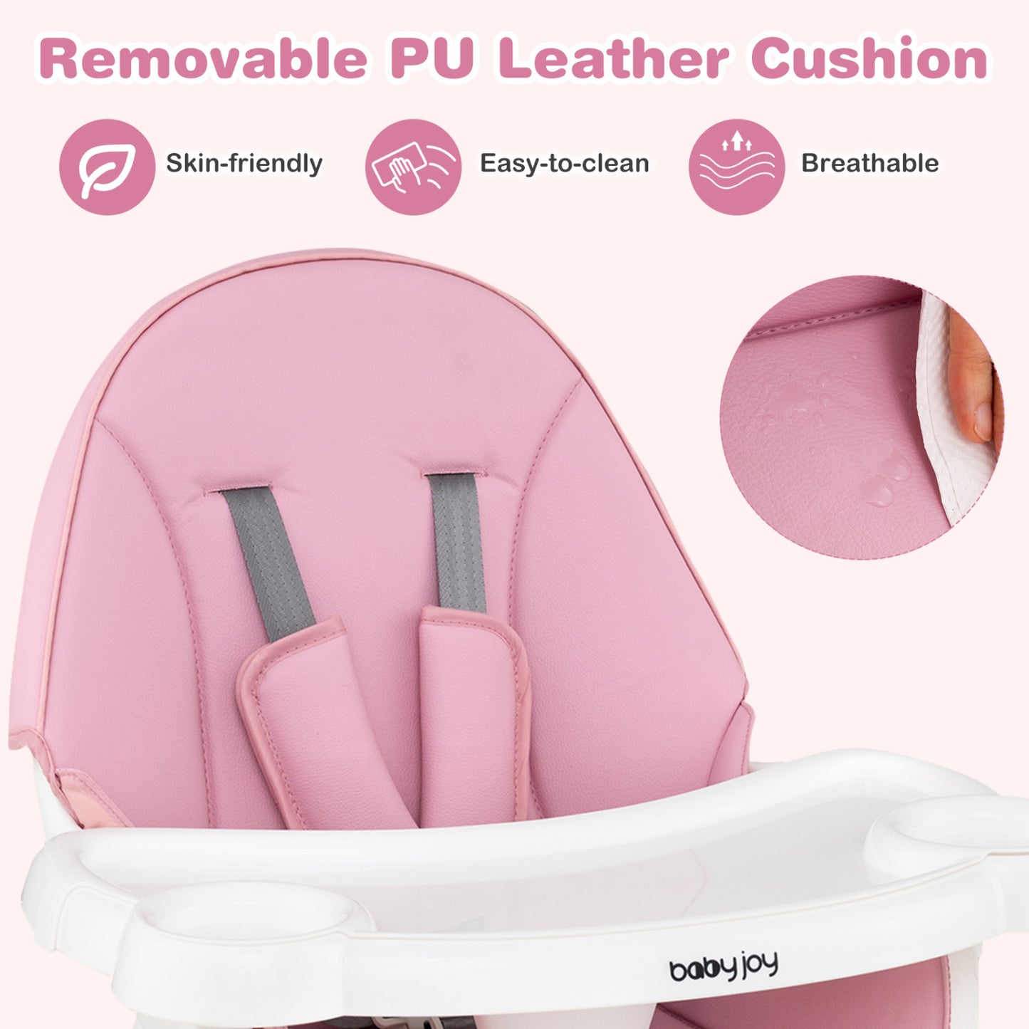 Chaise haute 6-en-1, pour les âges de 6 à 36 mois, rose