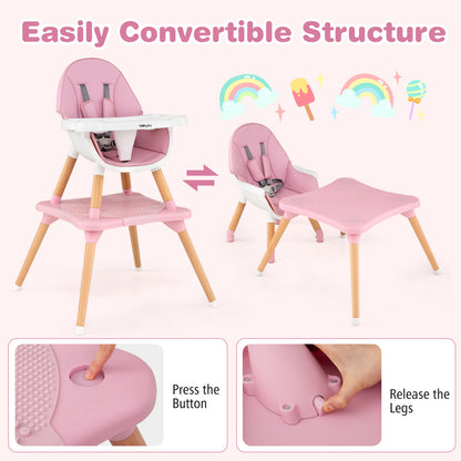 Chaise haute 6-en-1, pour les âges de 6 à 36 mois, rose