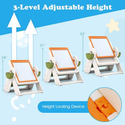 6-in-1 Multi-activity Children Table and Chair Set Folding Art Easel Set, Orange Kids Table & Chair Sets at Gallery Canada