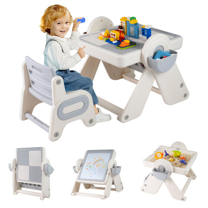 6-In-1 Multi-Activity Children Table And Chair Set, Gray And White Kids Table & Chair Sets at Gallery Canada