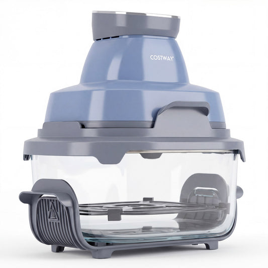 Portable Glass Air Fryer, 1500W, Dual Containers, Dishwasher Safe, Blue Air Fryers Blue at Gallery Canada