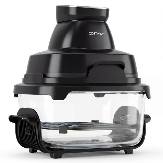 6-In-1 Portable Glass Air Fryer, 1500W, Dual Containers With Lids, Dishwasher Safe, Black Air Fryers Black at Gallery Canada