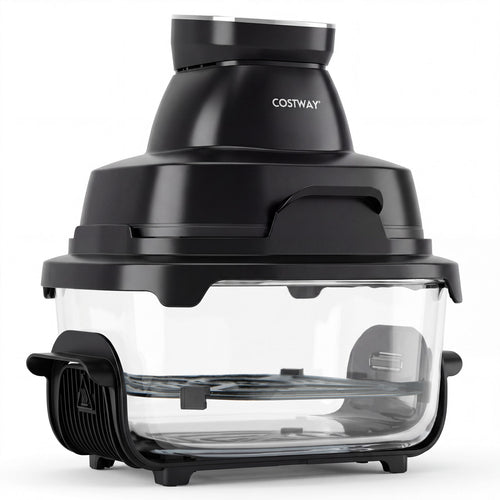 6-In-1 Portable Glass Air Fryer, 1500W, Dual Containers With Lids, Dishwasher Safe, Black