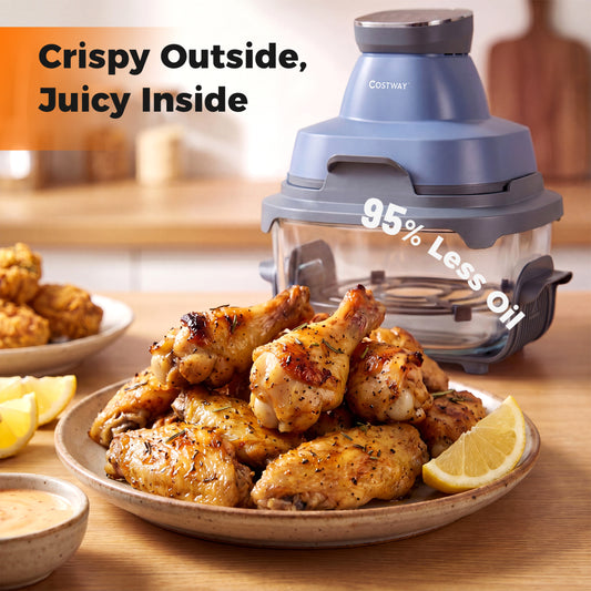 Portable Glass Air Fryer, 1500W, Dual Containers, Dishwasher Safe, Blue Air Fryers Blue at Gallery Canada