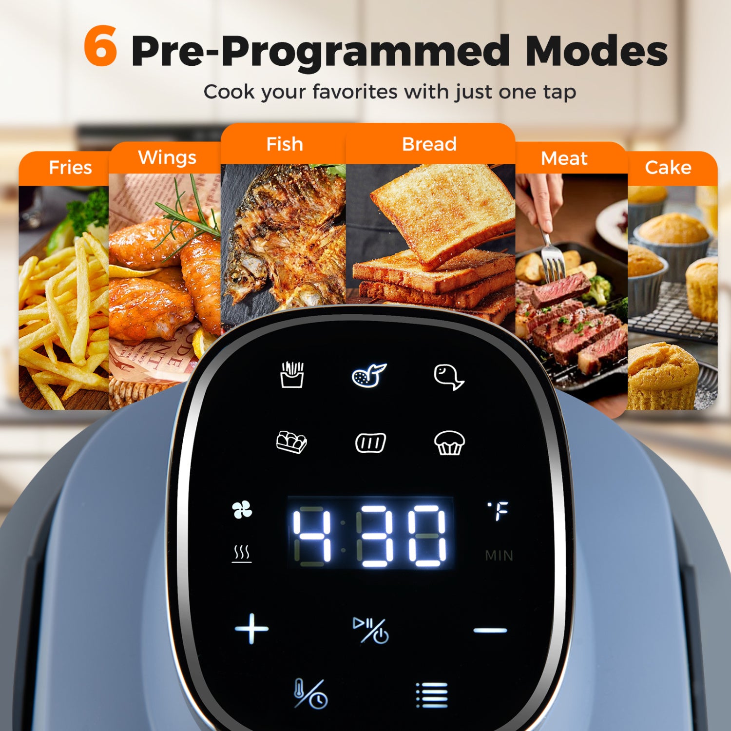 Portable Glass Air Fryer, 1500W, Dual Containers, Dishwasher Safe, Blue Air Fryers at Gallery Canada