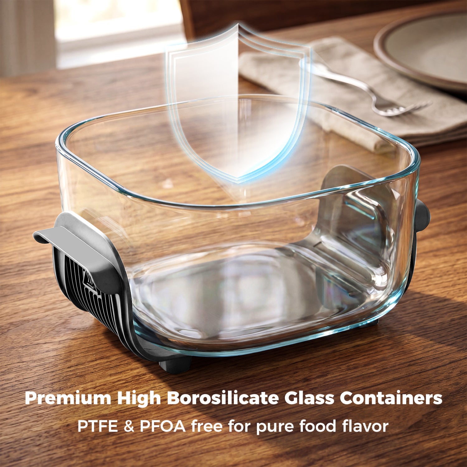 Portable Glass Air Fryer, 1500W, Dual Containers, Dishwasher Safe, Blue Air Fryers at Gallery Canada