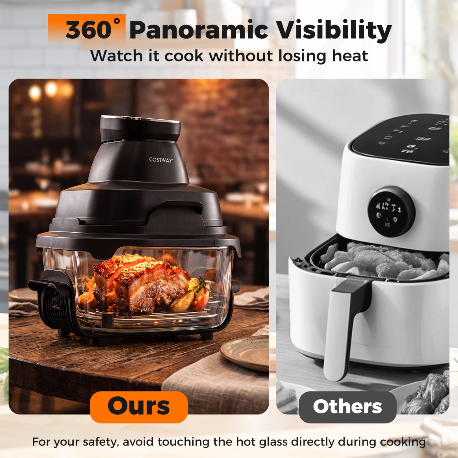 6-In-1 Portable Glass Air Fryer, 1500W, Dual Containers With Lids, Dishwasher Safe, Black Air Fryers at Gallery Canada