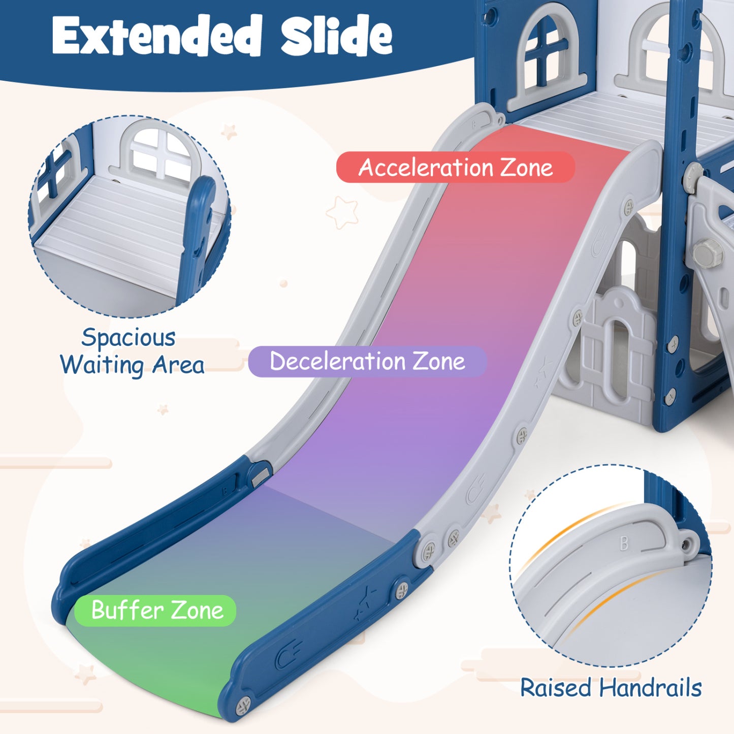 6-In-1 Toddler Slide, L-Shaped Playground With Basketball Hoop, Blue Climbers & Slides at Gallery Canada