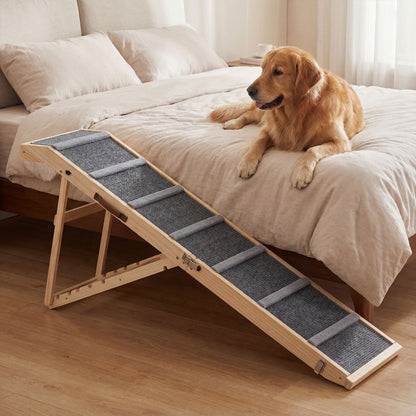 6-Level Adjustable Foldable Dog Ramp, Dark Gray