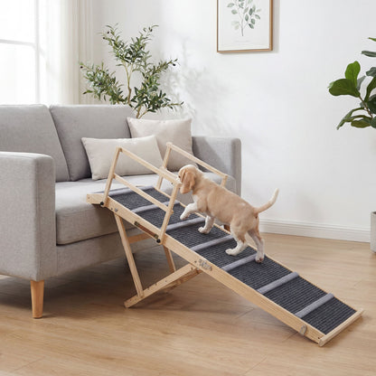 6-Level Adjustable Foldable Dog Ramp, Dark Gray