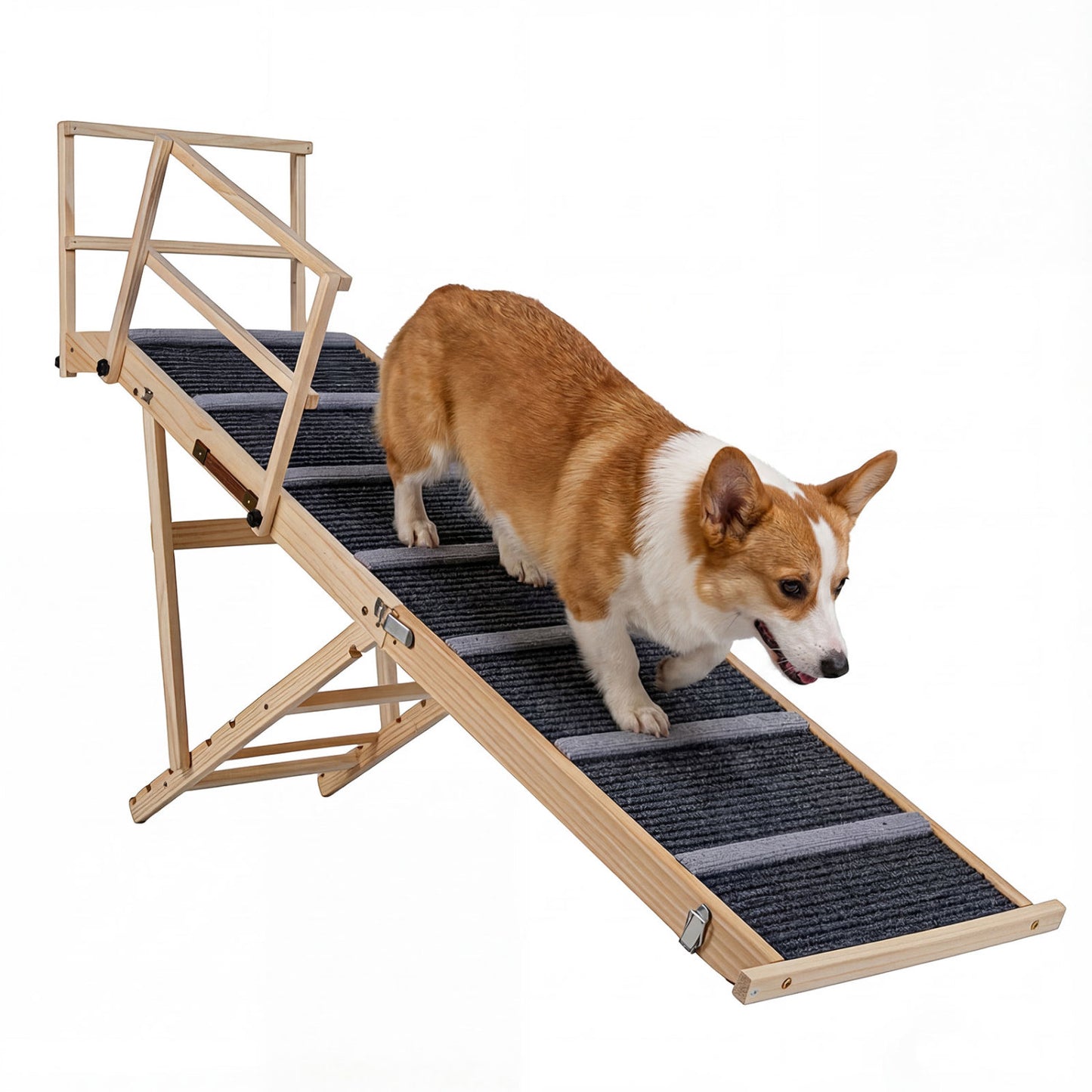 6-Level Adjustable Foldable Dog Ramp, Dark Gray