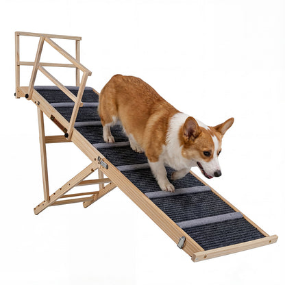 6-Level Adjustable Foldable Dog Ramp, Dark Gray