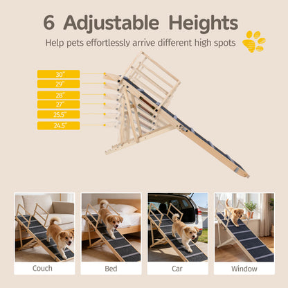 6-Level Adjustable Foldable Dog Ramp, Dark Gray