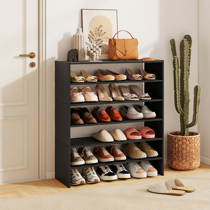 6-tier Shoe Rack with Anti-tipping Device for Entryway, Black Shoe Racks & Storage Benches at Gallery Canada