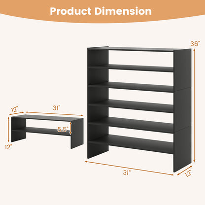 6-tier Shoe Rack with Anti-tipping Device for Entryway, Black Shoe Racks & Storage Benches at Gallery Canada