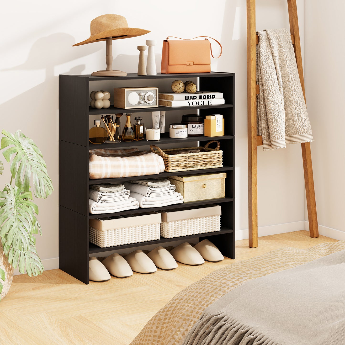 6-Tier Shoe Rack With Anti-Tipping Device, Black Shoe Racks & Storage Benches at Gallery Canada