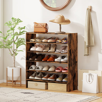 6-tier Shoe Rack with Anti-tipping Device for Entryway, Rustic Brown Shoe Racks & Storage Benches at Gallery Canada