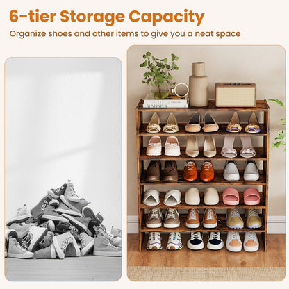 6-tier Shoe Rack with Anti-tipping Device for Entryway, Rustic Brown Shoe Racks & Storage Benches at Gallery Canada