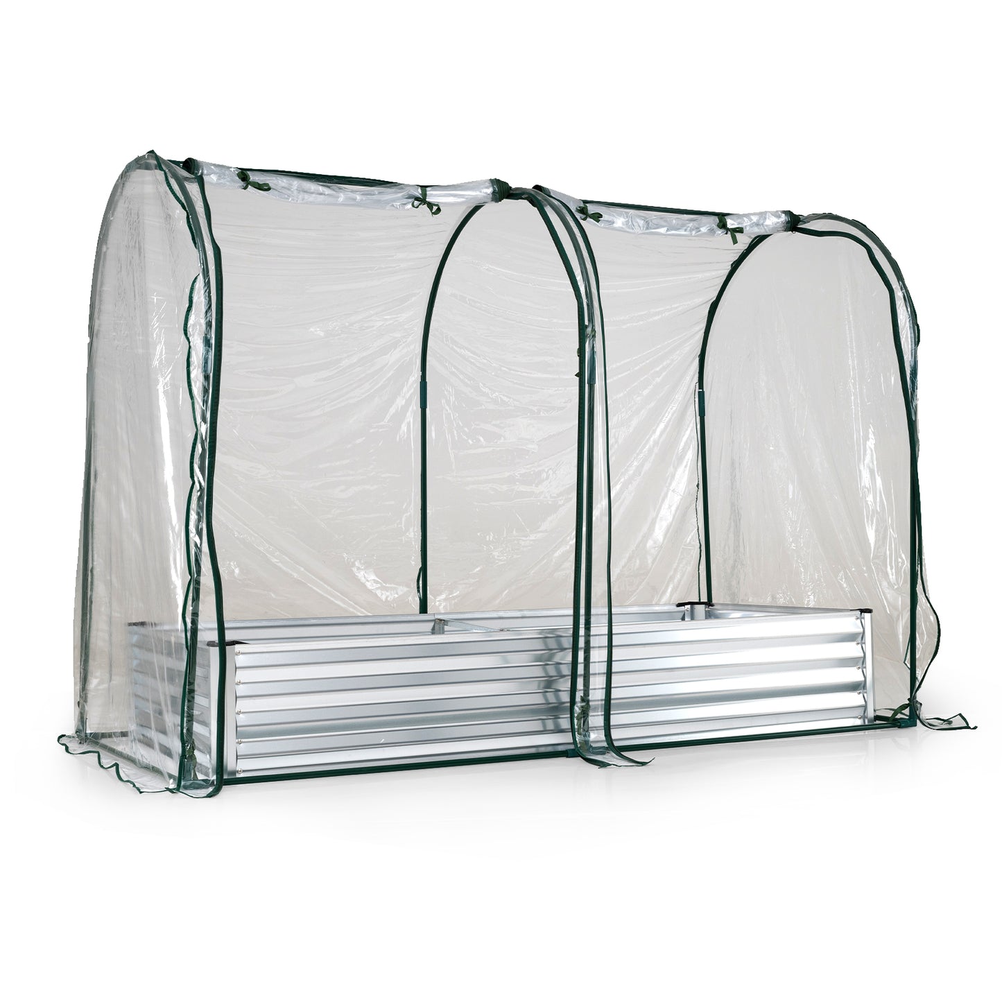 6 x 3 x 1 FT Galvanized Raised Garden Bed, Greenhouse Cover, Silver Raised Garden Beds Silver at Gallery Canada