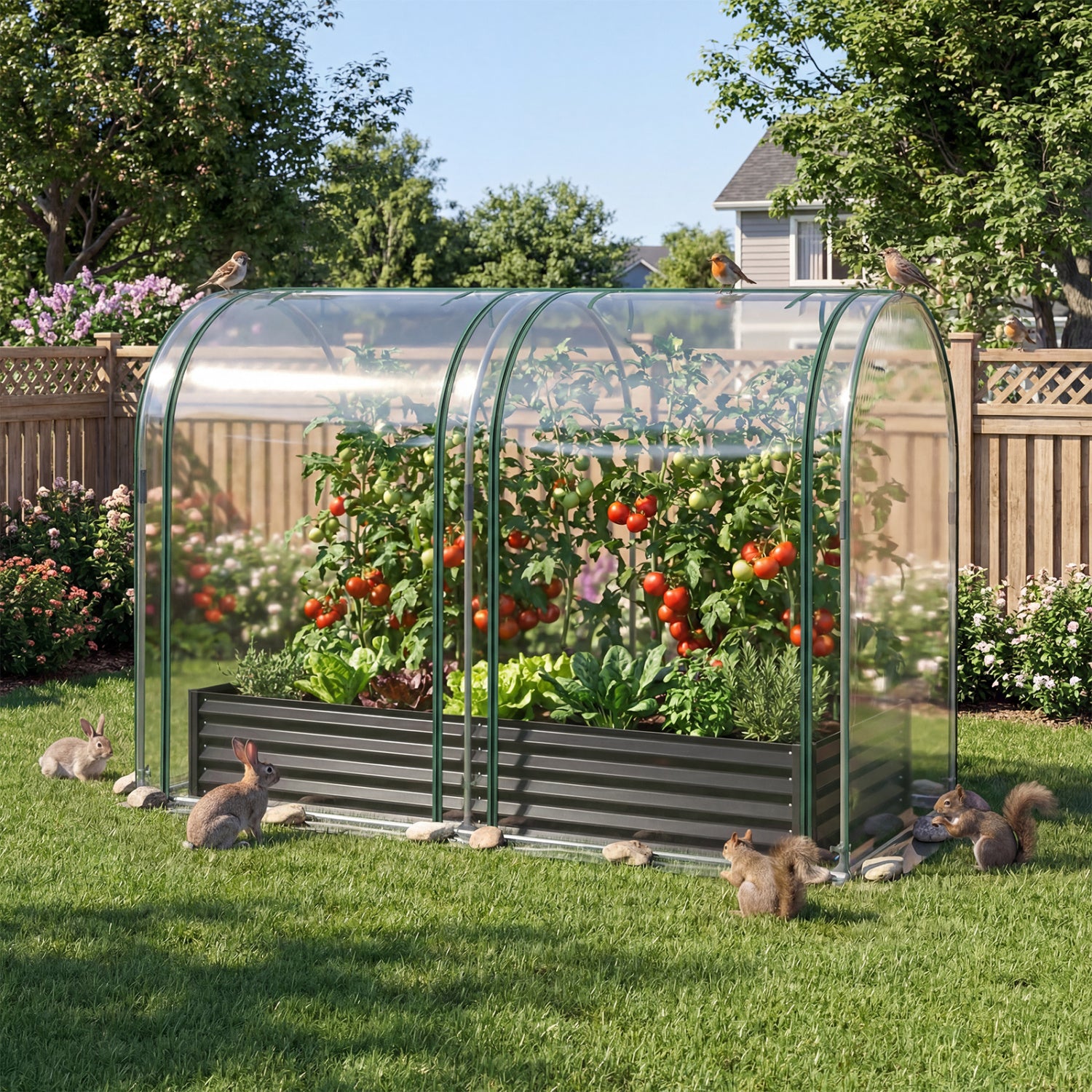 6 x 3 x 1 FT Galvanized Raised Garden Bed, Greenhouse Cover, Black Raised Garden Beds at Gallery Canada