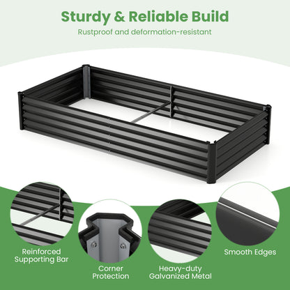 6 x 3 x 1 FT Galvanized Raised Garden Bed, Greenhouse Cover, Black Raised Garden Beds at Gallery Canada