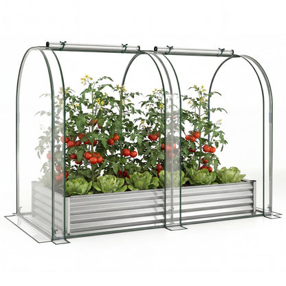 6 x 3 x 1 FT Galvanized Raised Garden Bed, Greenhouse Cover, Silver Raised Garden Beds at Gallery Canada