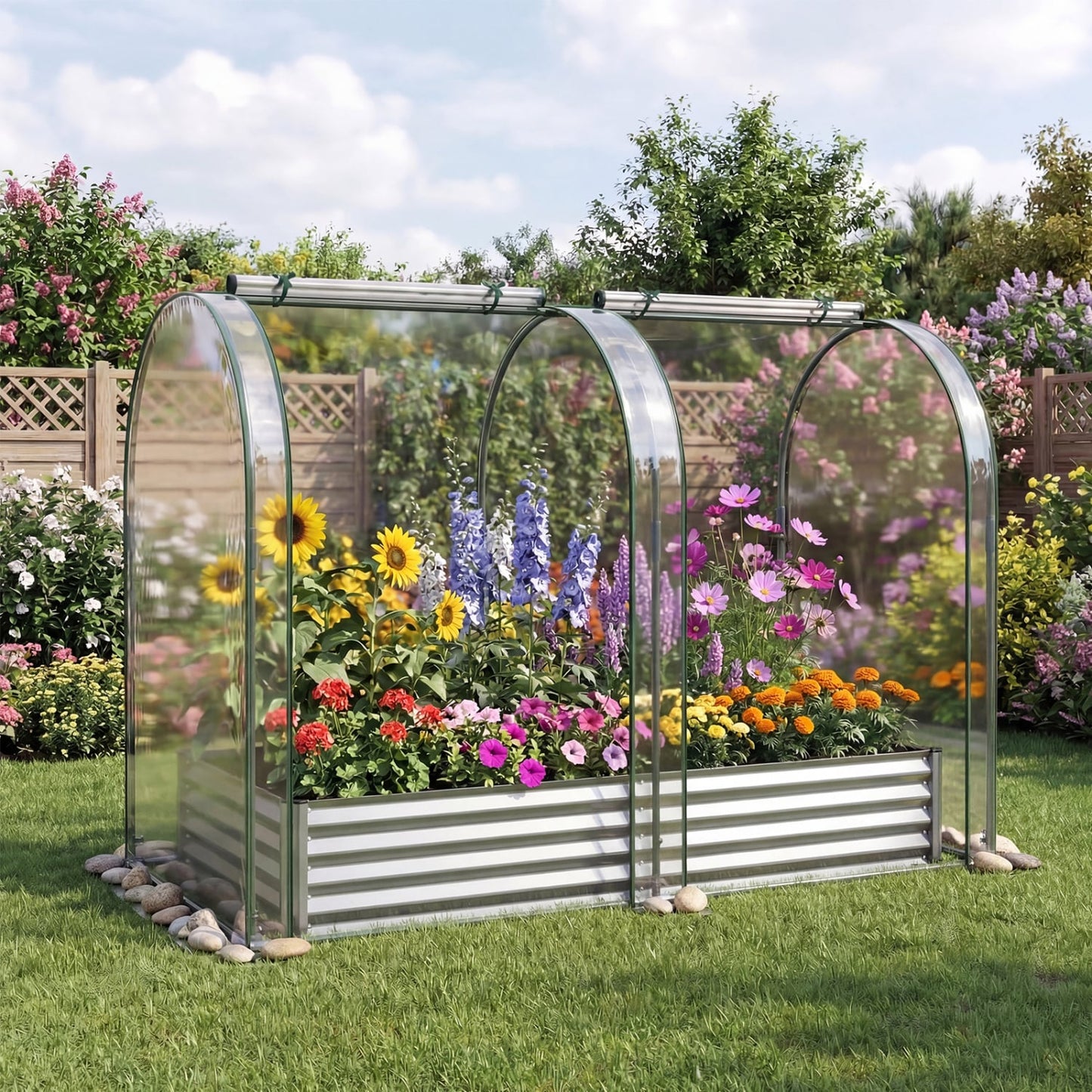 6 x 3 x 1 FT Galvanized Raised Garden Bed, Greenhouse Cover, Silver Raised Garden Beds at Gallery Canada
