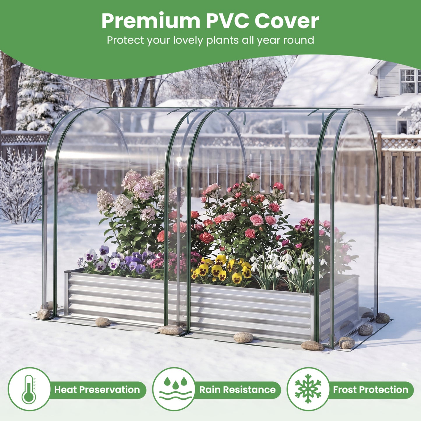 6 x 3 x 1 FT Galvanized Raised Garden Bed, Greenhouse Cover, Silver Raised Garden Beds at Gallery Canada