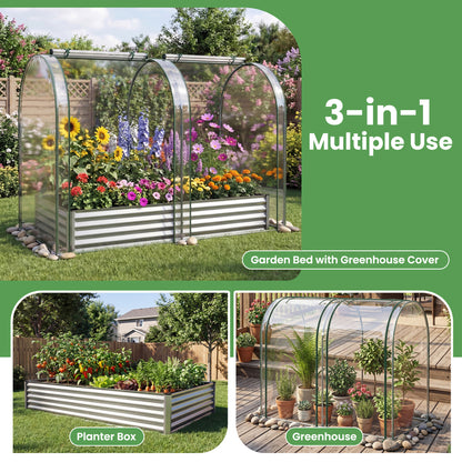 6 x 3 x 1 FT Galvanized Raised Garden Bed, Greenhouse Cover, Silver Raised Garden Beds at Gallery Canada
