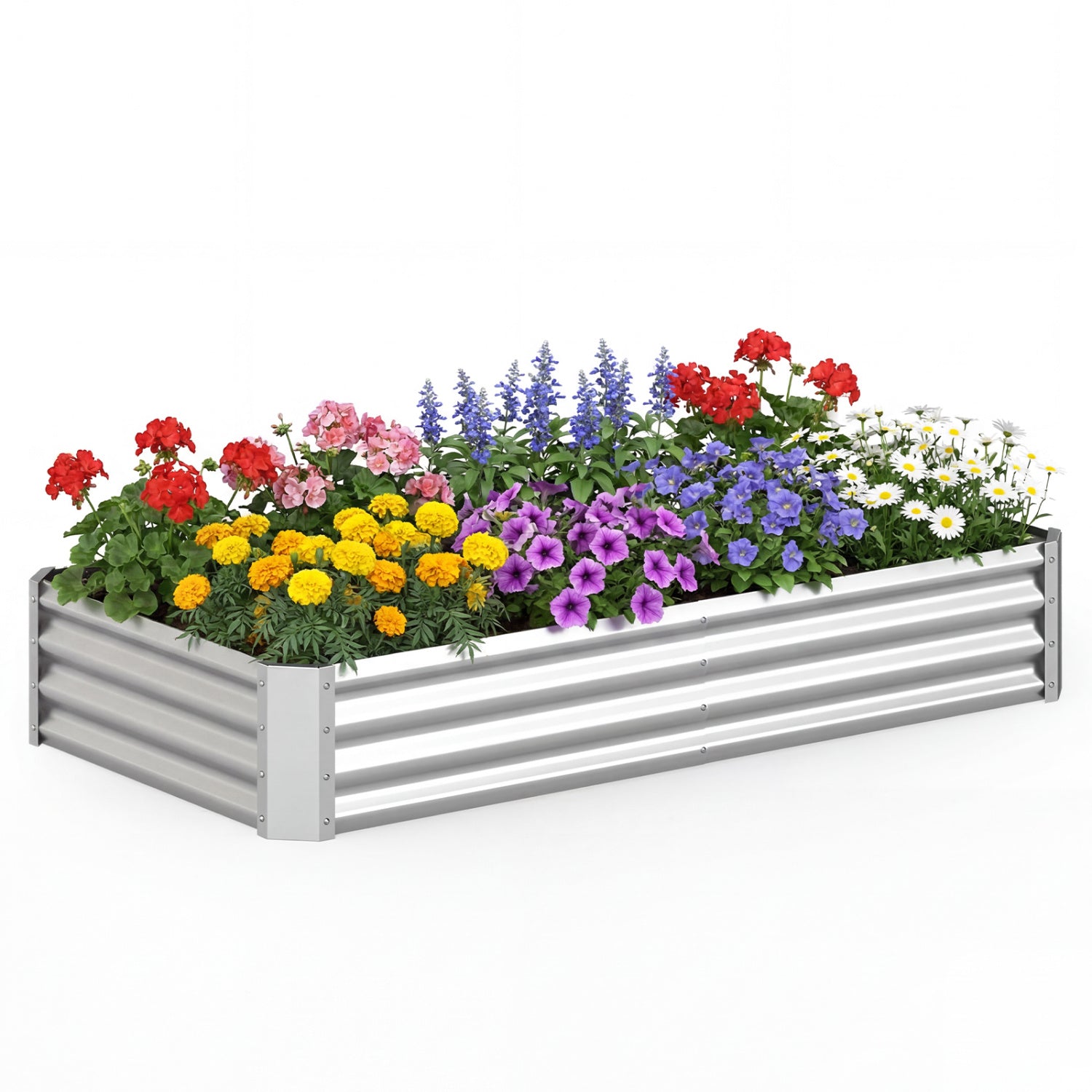 6 x 3 x 1 FT Galvanized Raised Garden Bed, Silver Raised Garden Beds Silver at Gallery Canada