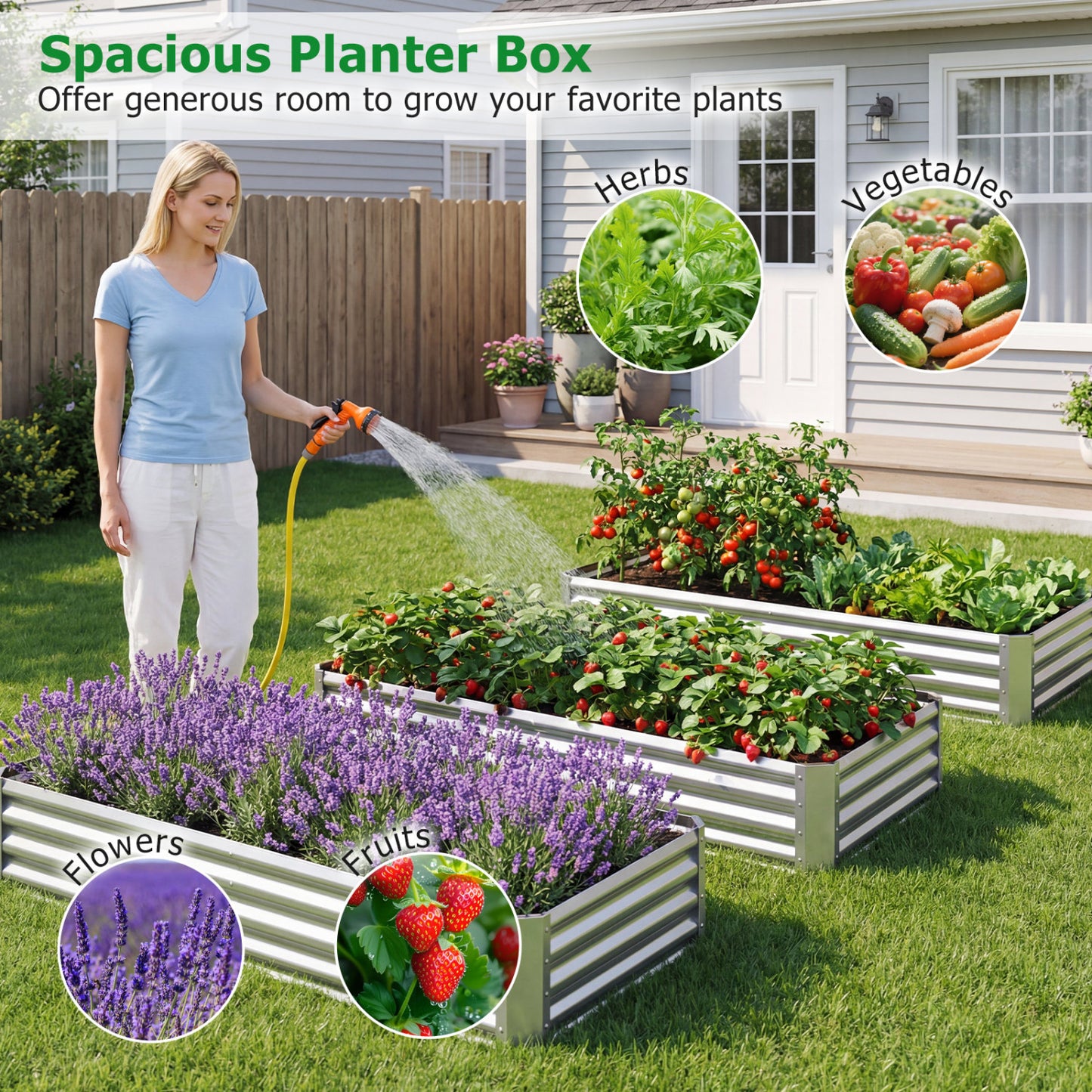 6 x 3 x 1 FT Galvanized Raised Garden Bed, Silver Raised Garden Beds at Gallery Canada