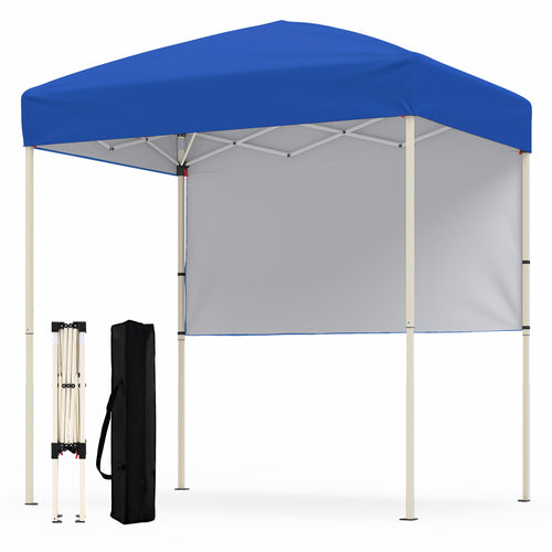 6 x 4 FT Pop-Up Canopy Tent, Half Sidewall, Easy Setup, Blue