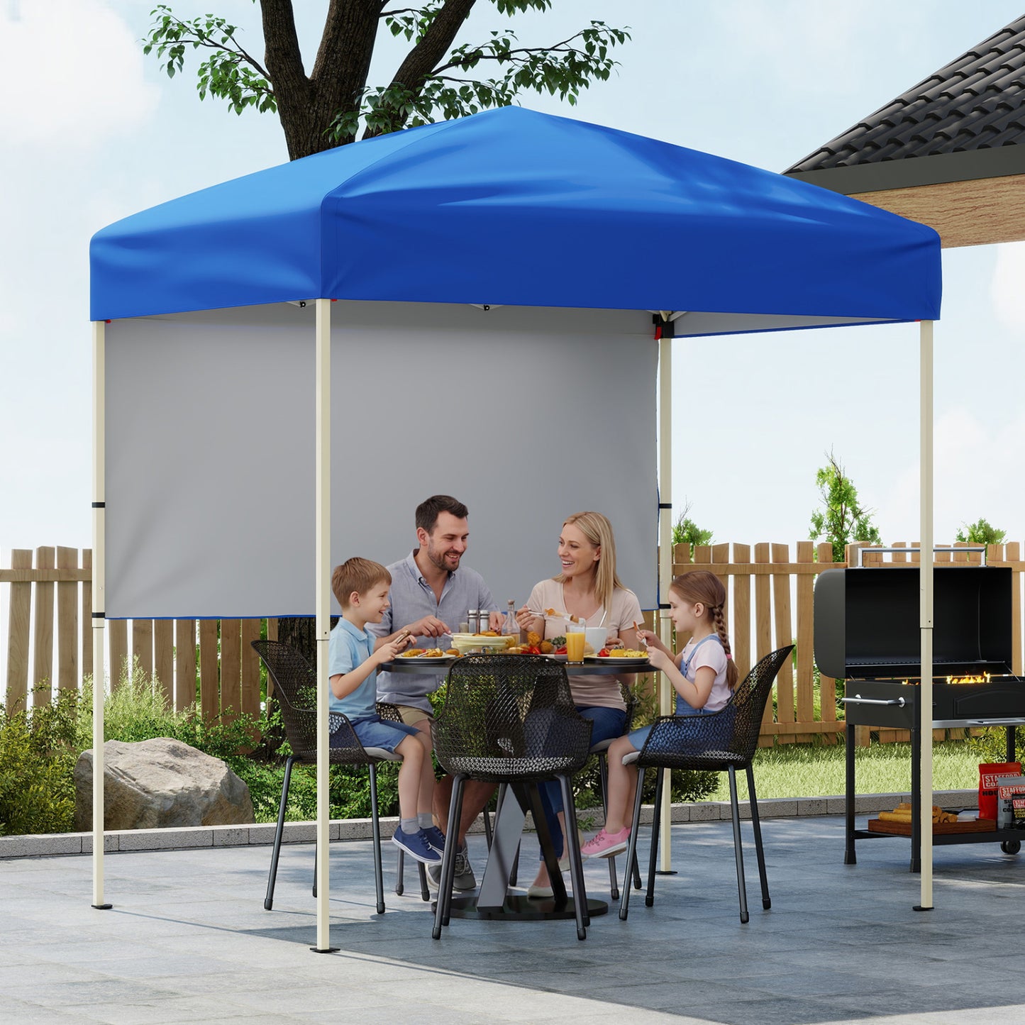 6 x 4 FT Pop-Up Canopy Tent, Half Sidewall, Easy Setup, Blue Canopies at Gallery Canada