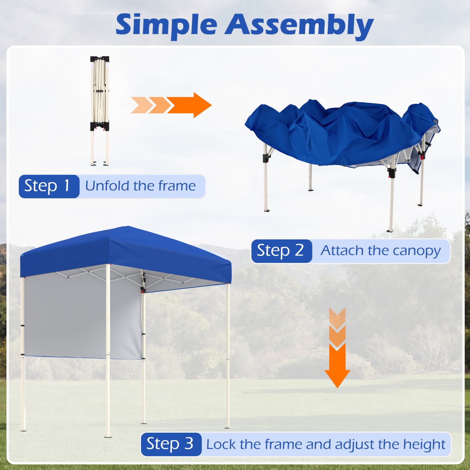 6 x 4 FT Pop-Up Canopy Tent, Half Sidewall, Easy Setup, Blue Canopies at Gallery Canada