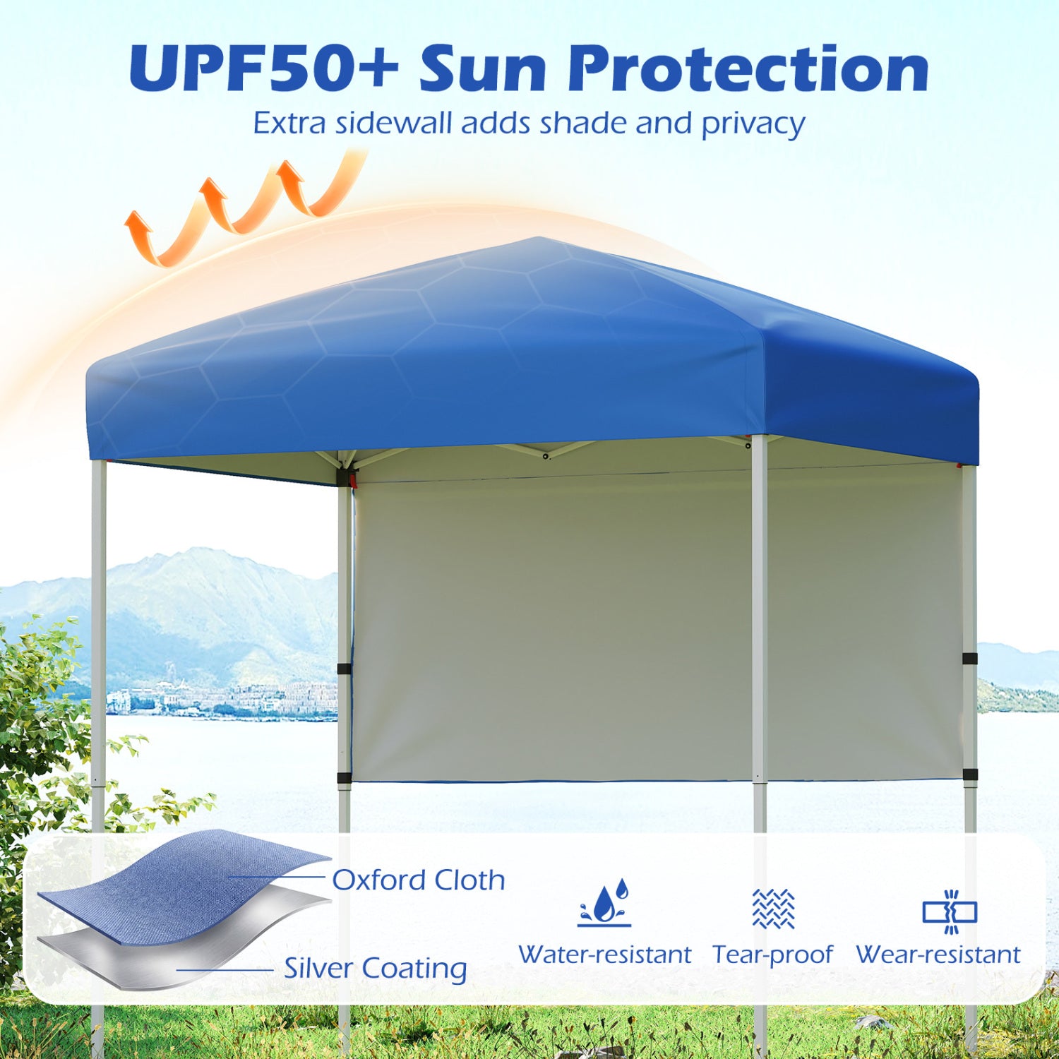 6 x 4 FT Pop-Up Canopy Tent, Half Sidewall, Easy Setup, Blue Canopies at Gallery Canada