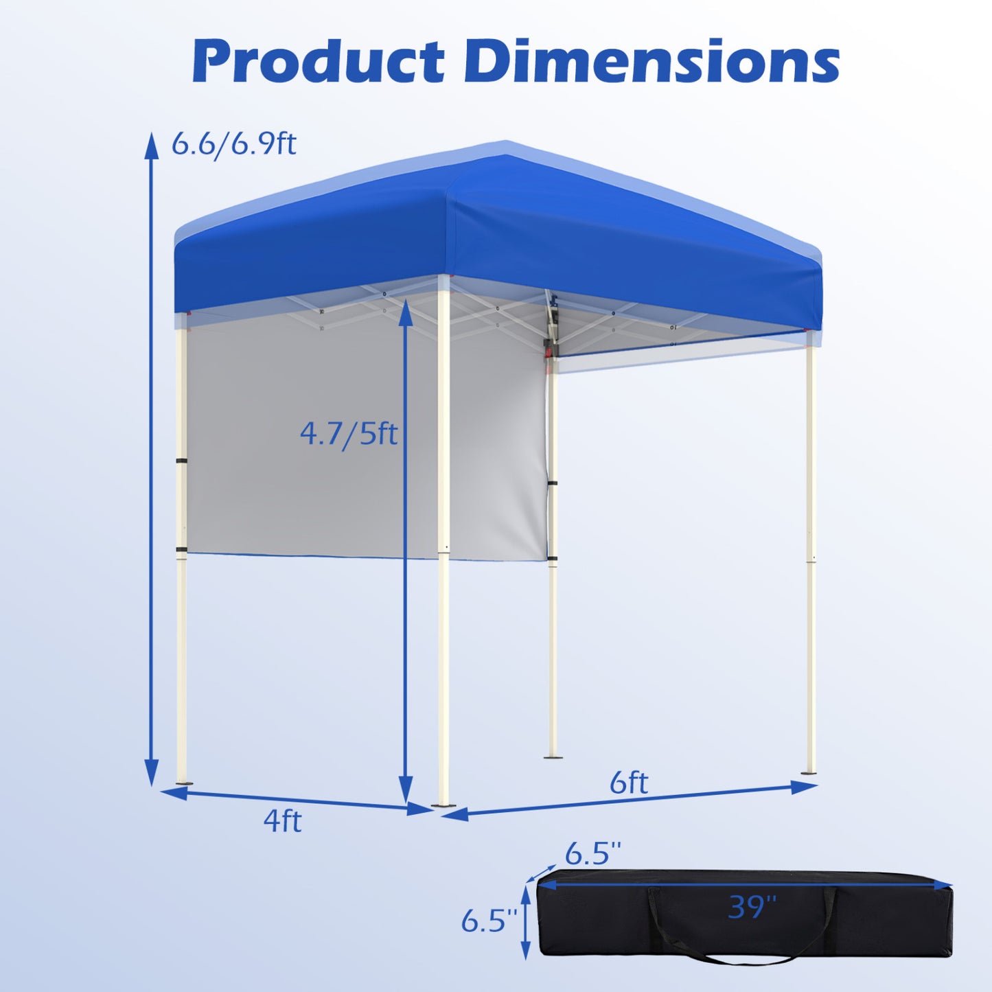 6 x 4 FT Pop-Up Canopy Tent, Half Sidewall, Easy Setup, Blue Canopies at Gallery Canada