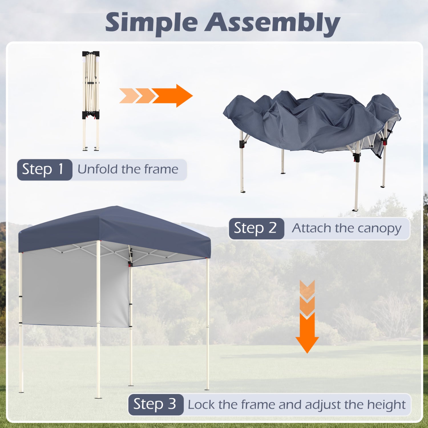 6 x 4 FT Pop-Up Canopy Tent, Half Sidewall, Easy Setup, Gray Canopies at Gallery Canada
