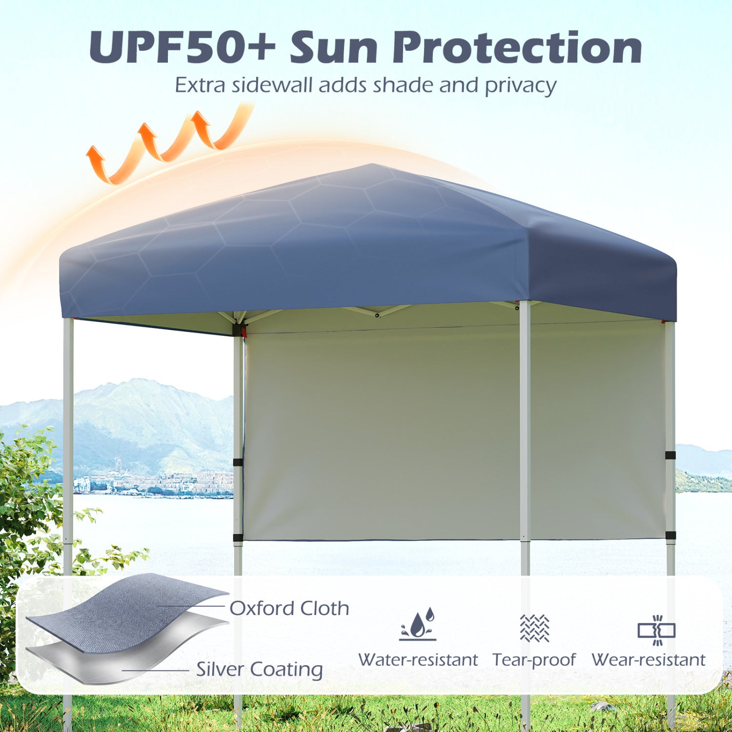 6 x 4 FT Pop-Up Canopy Tent, Half Sidewall, Easy Setup, Gray Canopies at Gallery Canada