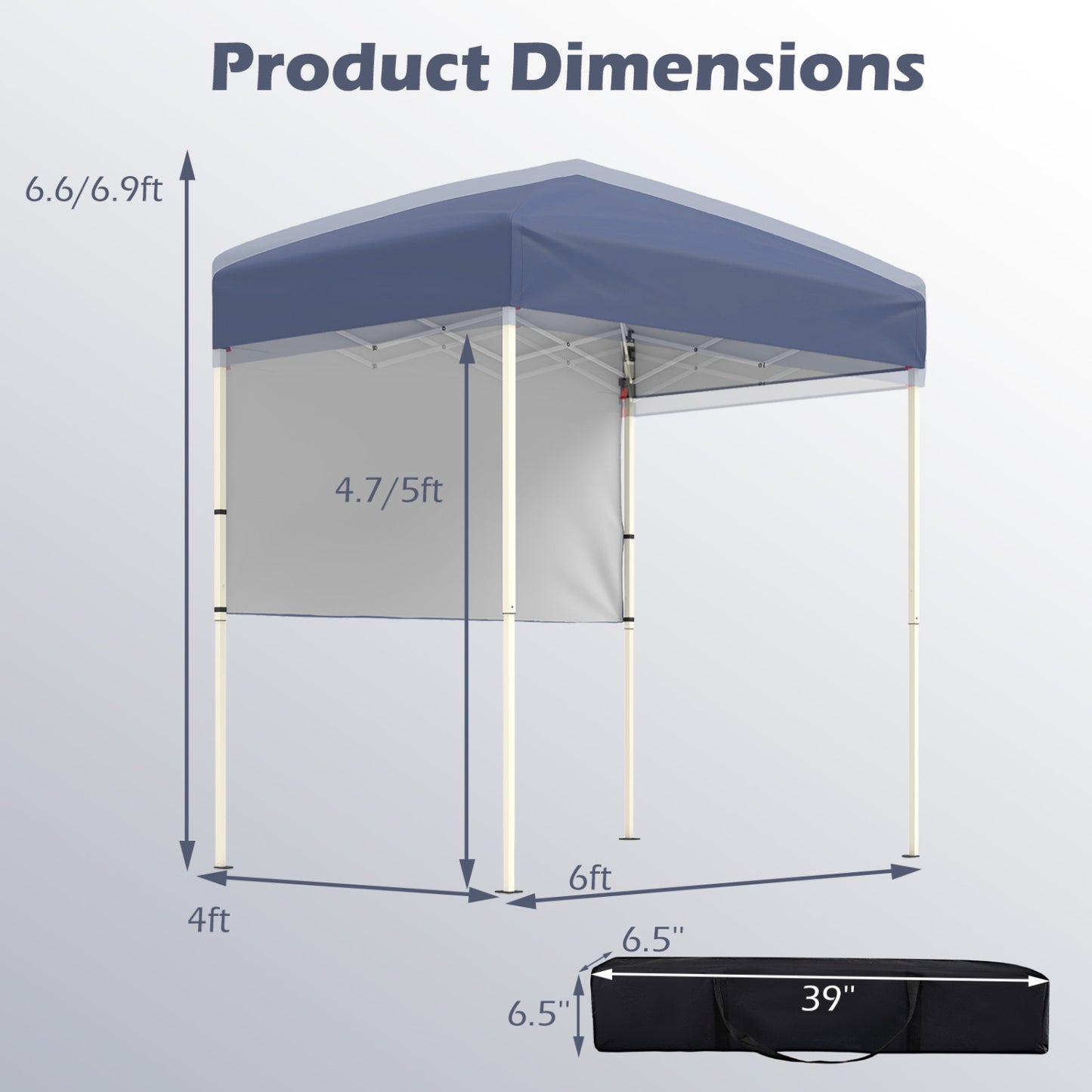 6 x 4 FT Pop-Up Canopy Tent, Half Sidewall, Easy Setup, Gray Canopies at Gallery Canada